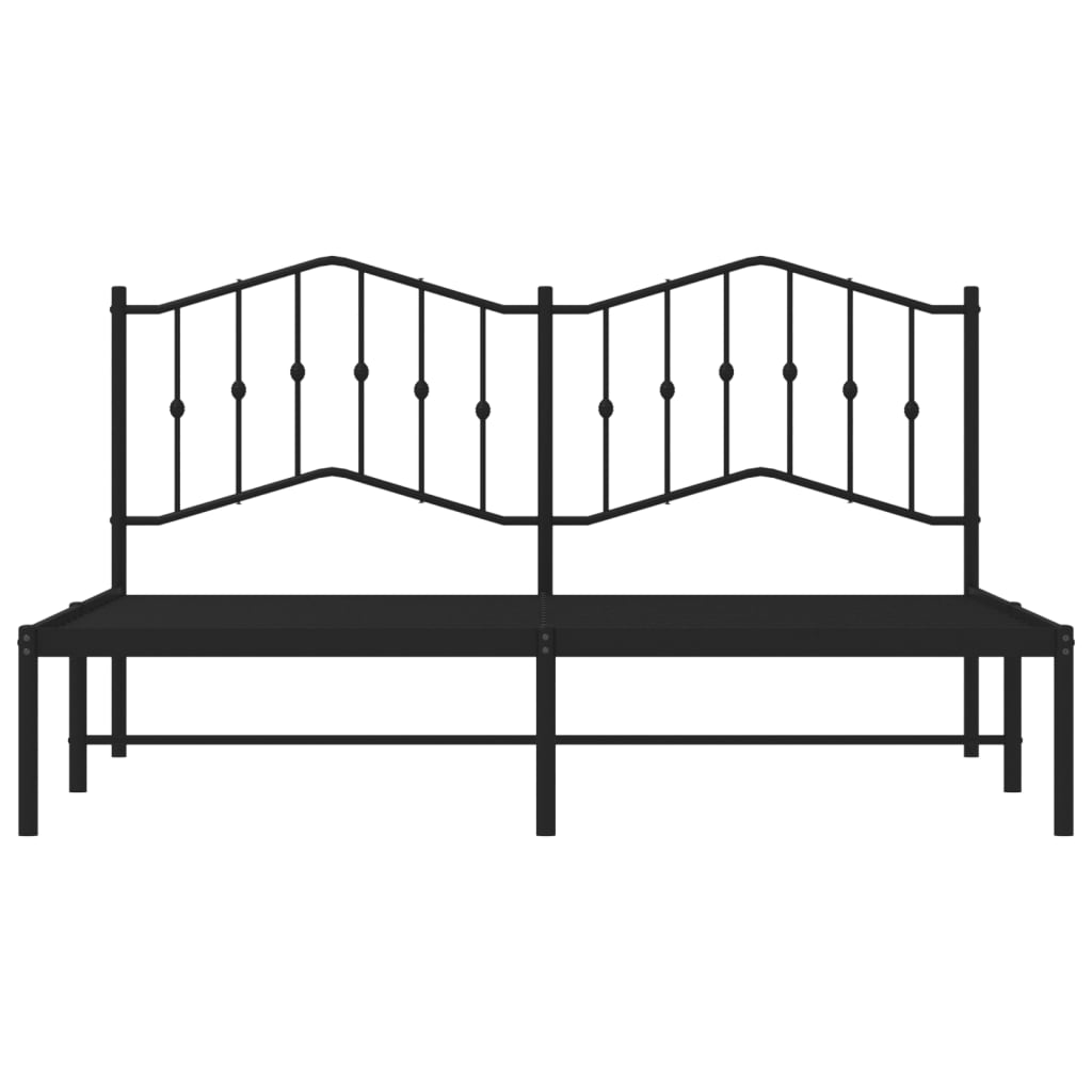 Bed frame with headboard metal black 180x200 cm