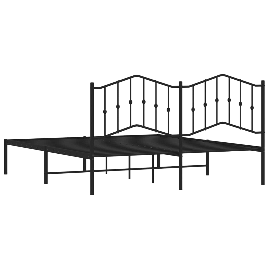 Bed frame with headboard metal black 180x200 cm