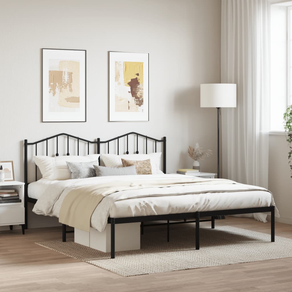 Bed frame with headboard metal black 180x200 cm