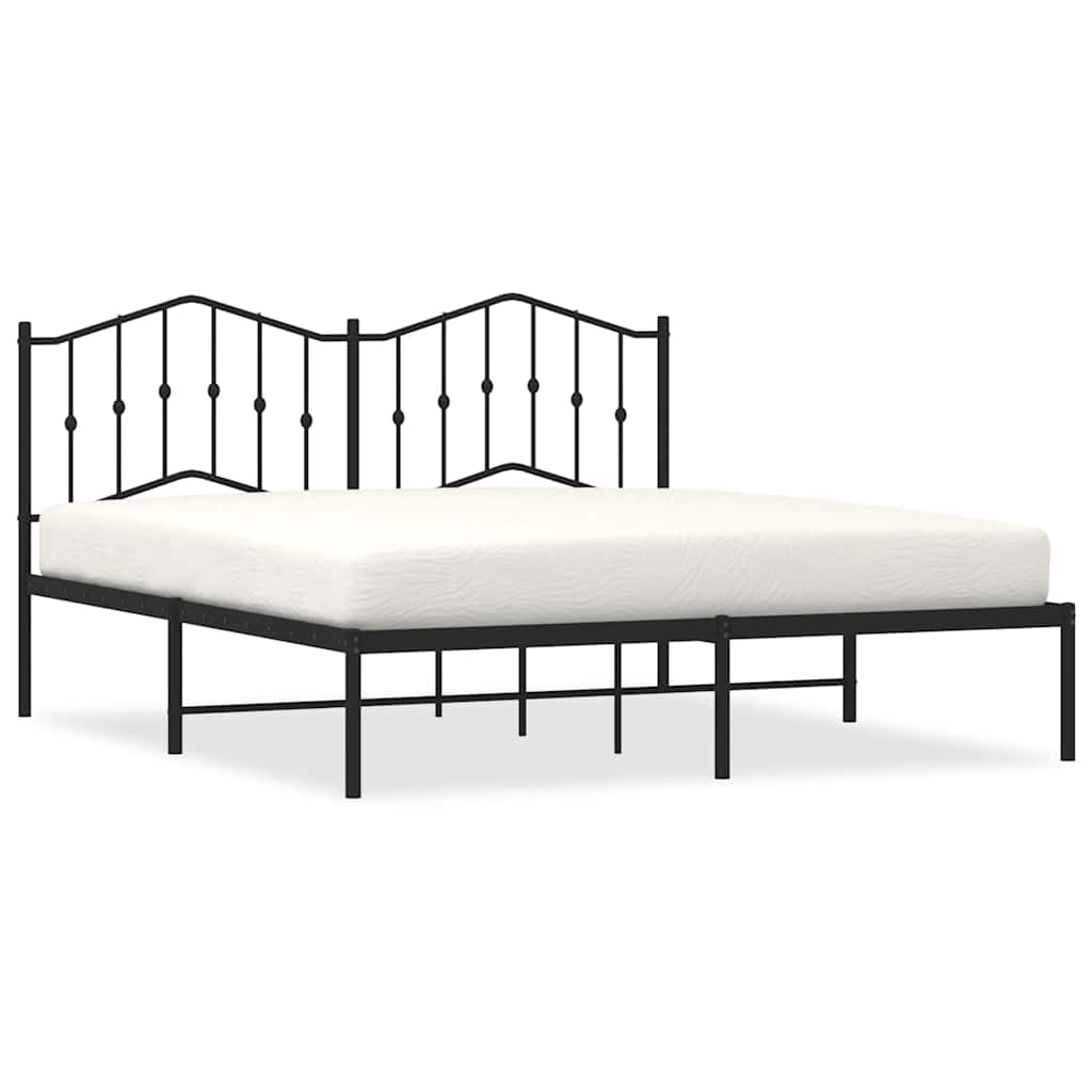 Bed frame with headboard metal black 183x213 cm