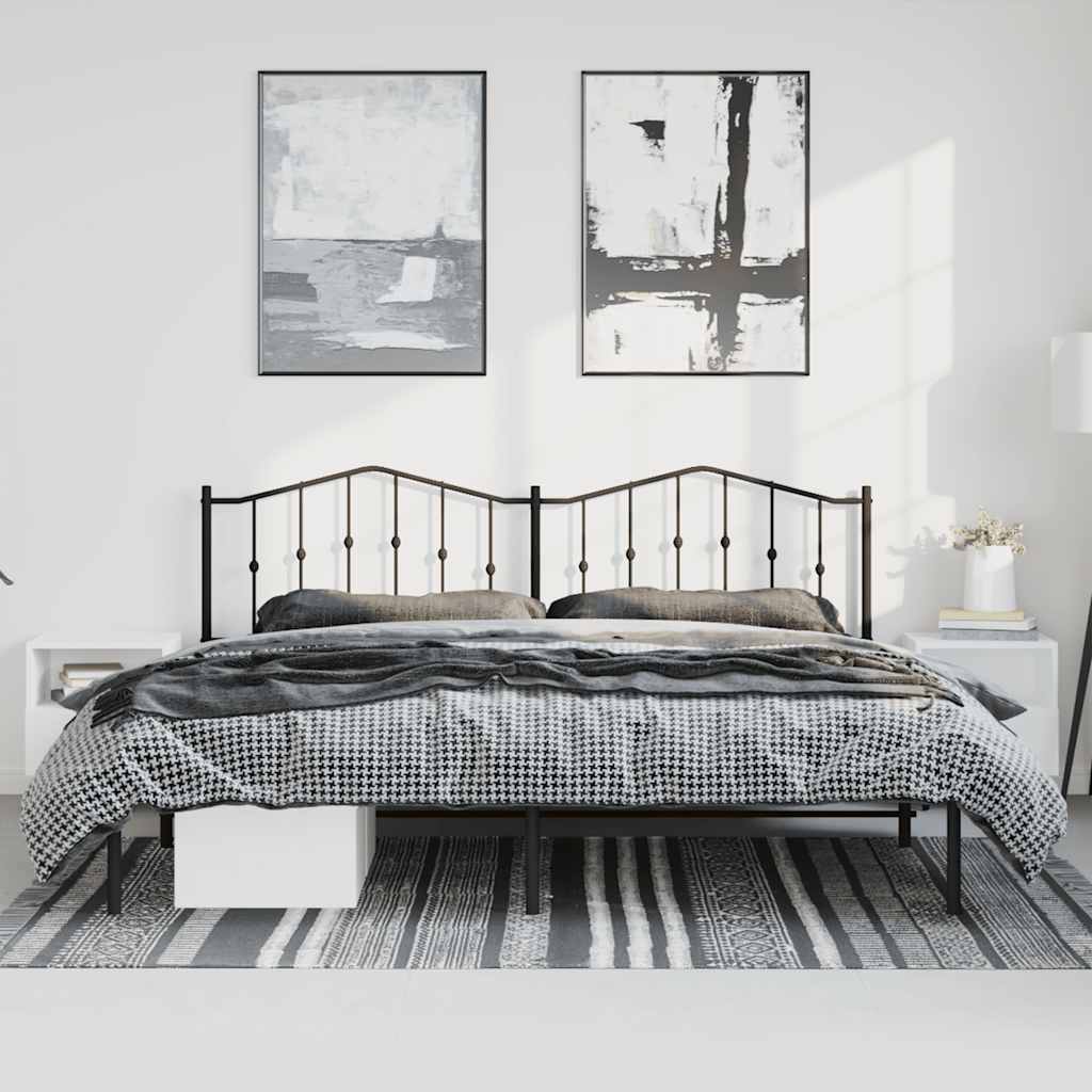 Bed frame with headboard metal black 183x213 cm