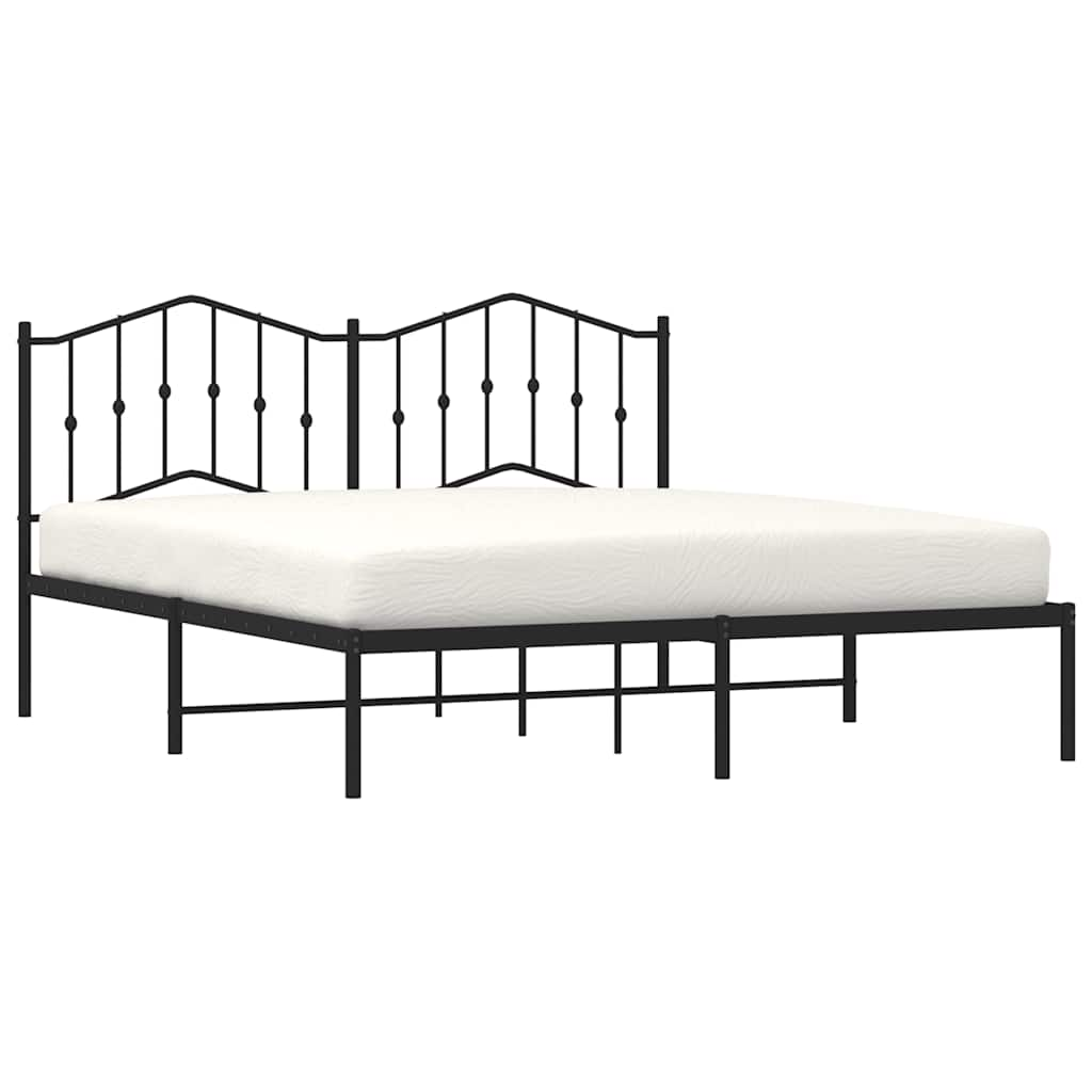 Bed frame with headboard metal black 183x213 cm