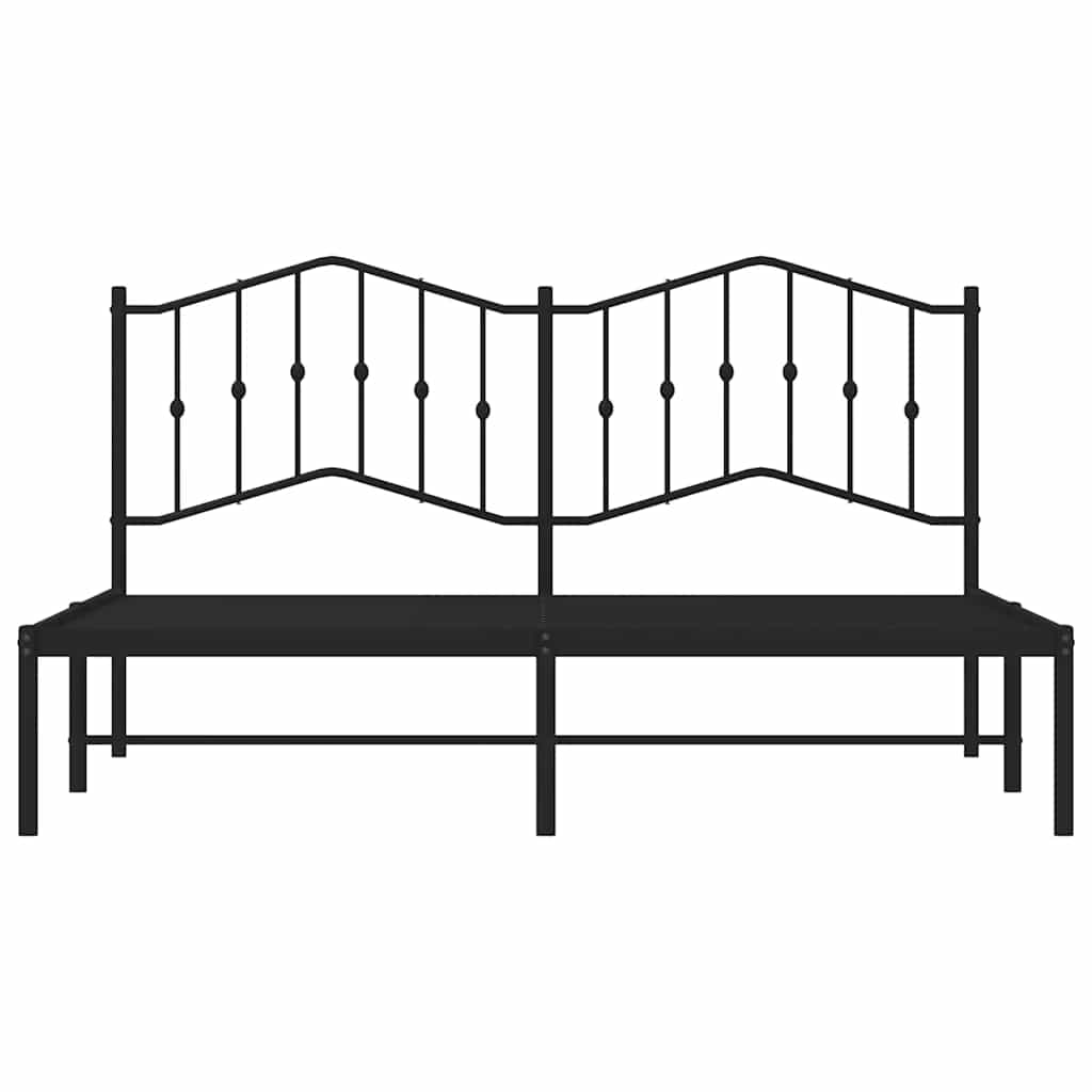 Bed frame with headboard metal black 183x213 cm