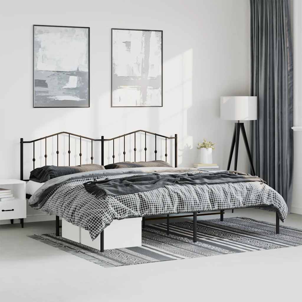 Bed frame with headboard metal black 183x213 cm