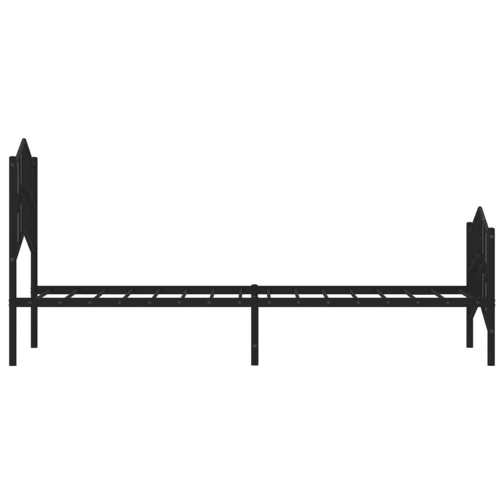 Bed frame with head and footboard metal black 75x190 cm