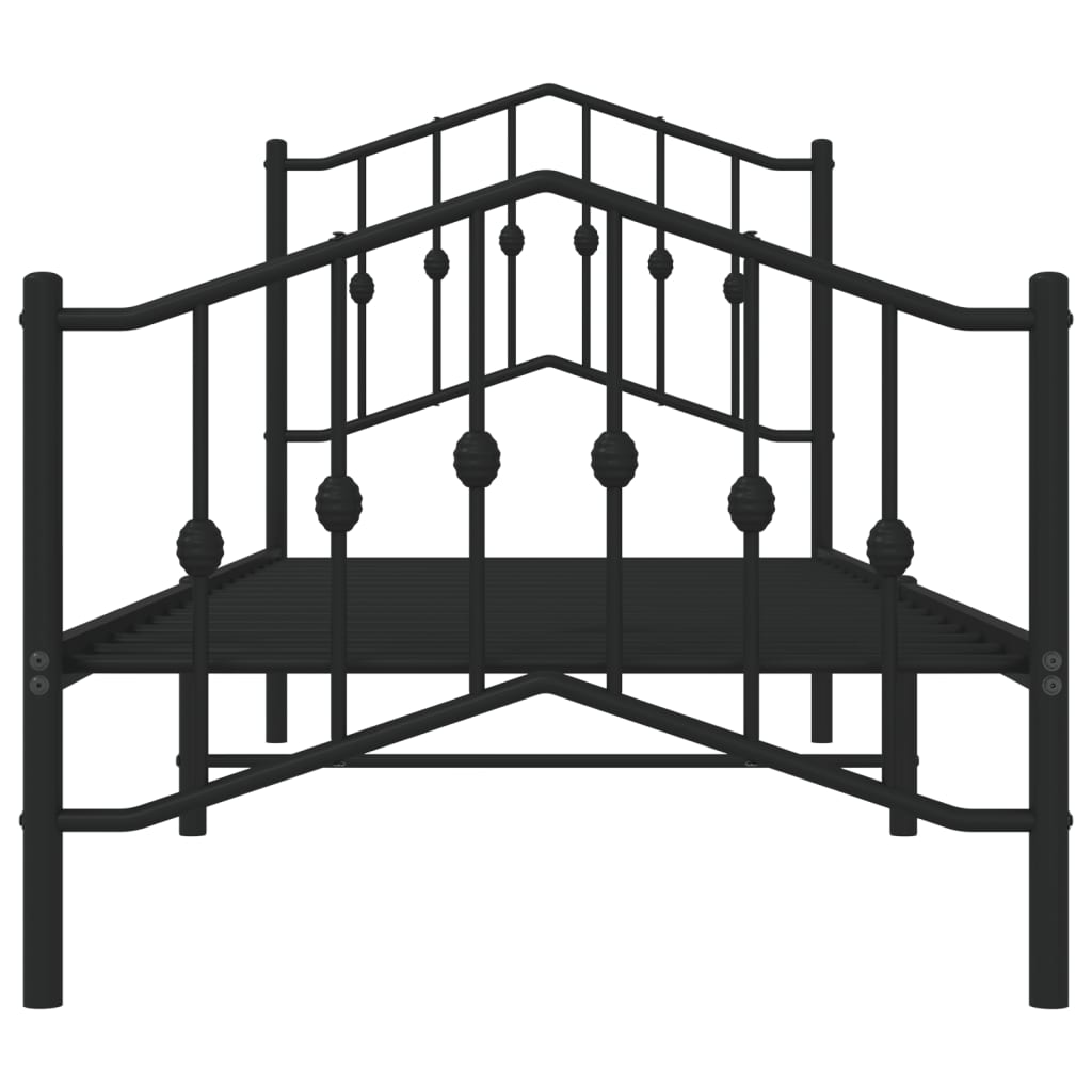 Bed frame with head and footboard metal black 90x190 cm