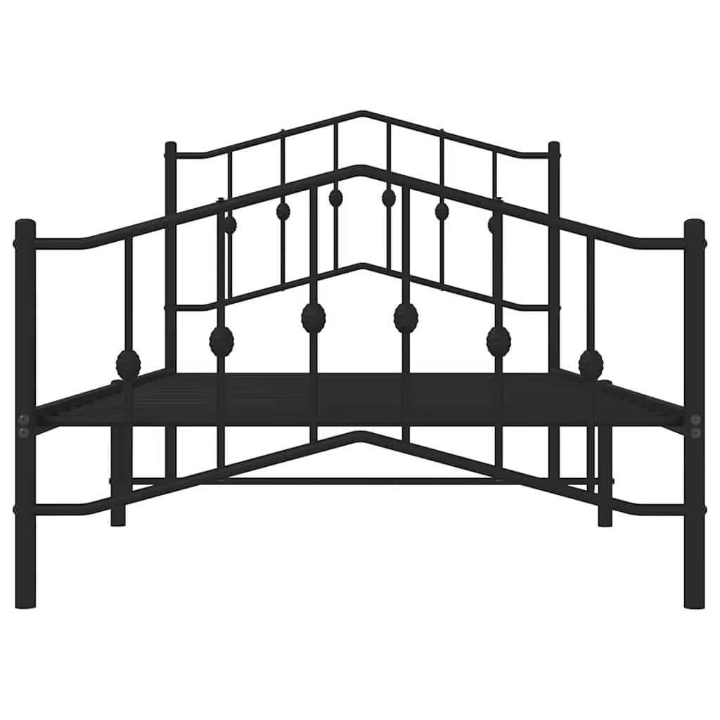 Bed frame with head and footboard metal black 100x190 cm