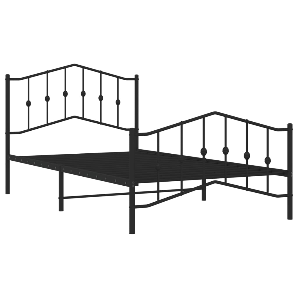 Bed frame with head and footboard metal black 107x203 cm