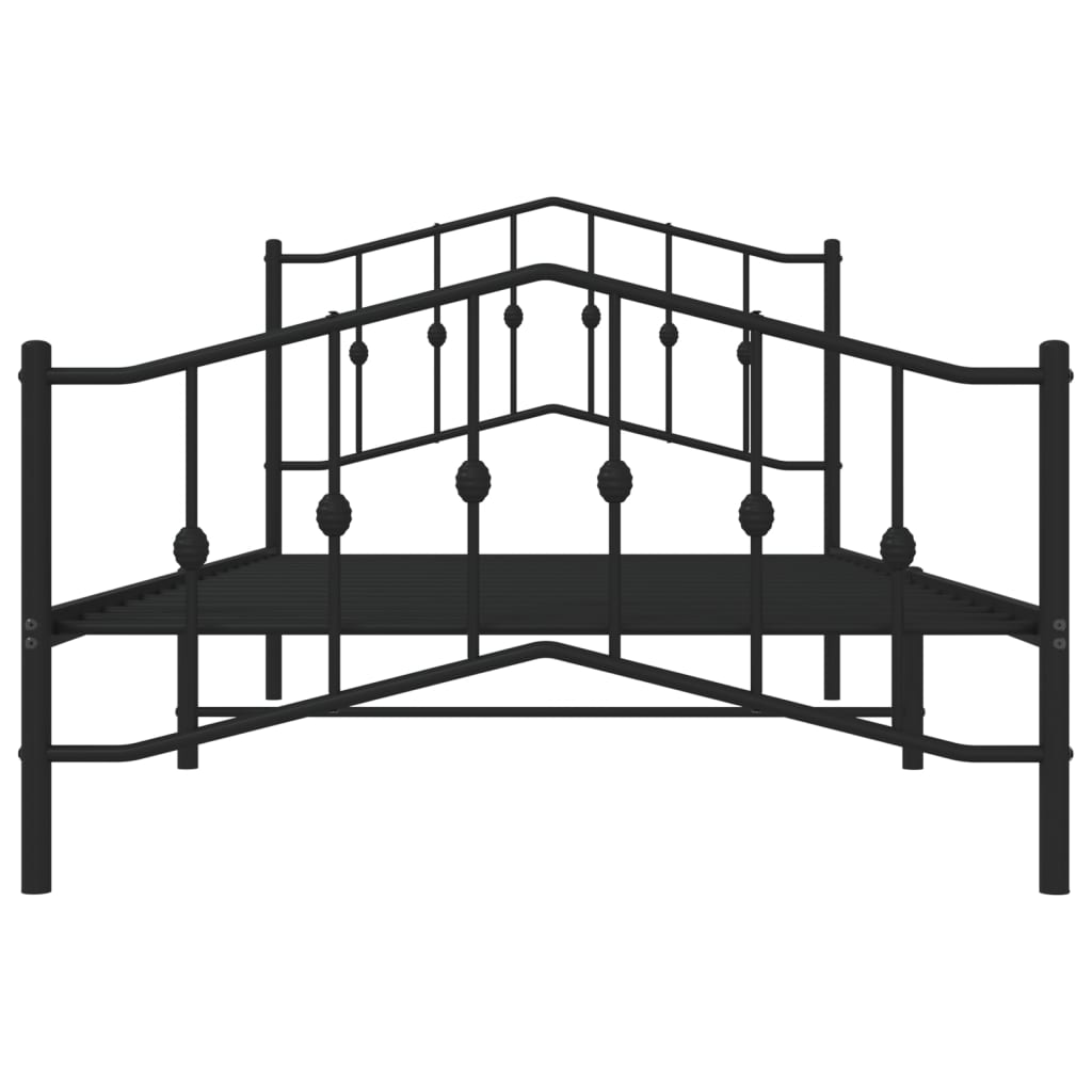 Bed frame with head and footboard metal black 107x203 cm