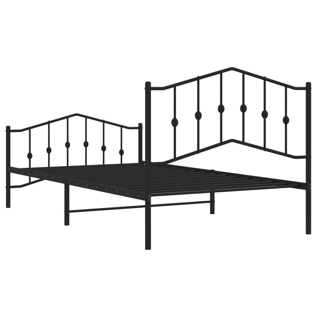 Bed frame with head and footboard metal black 107x203 cm