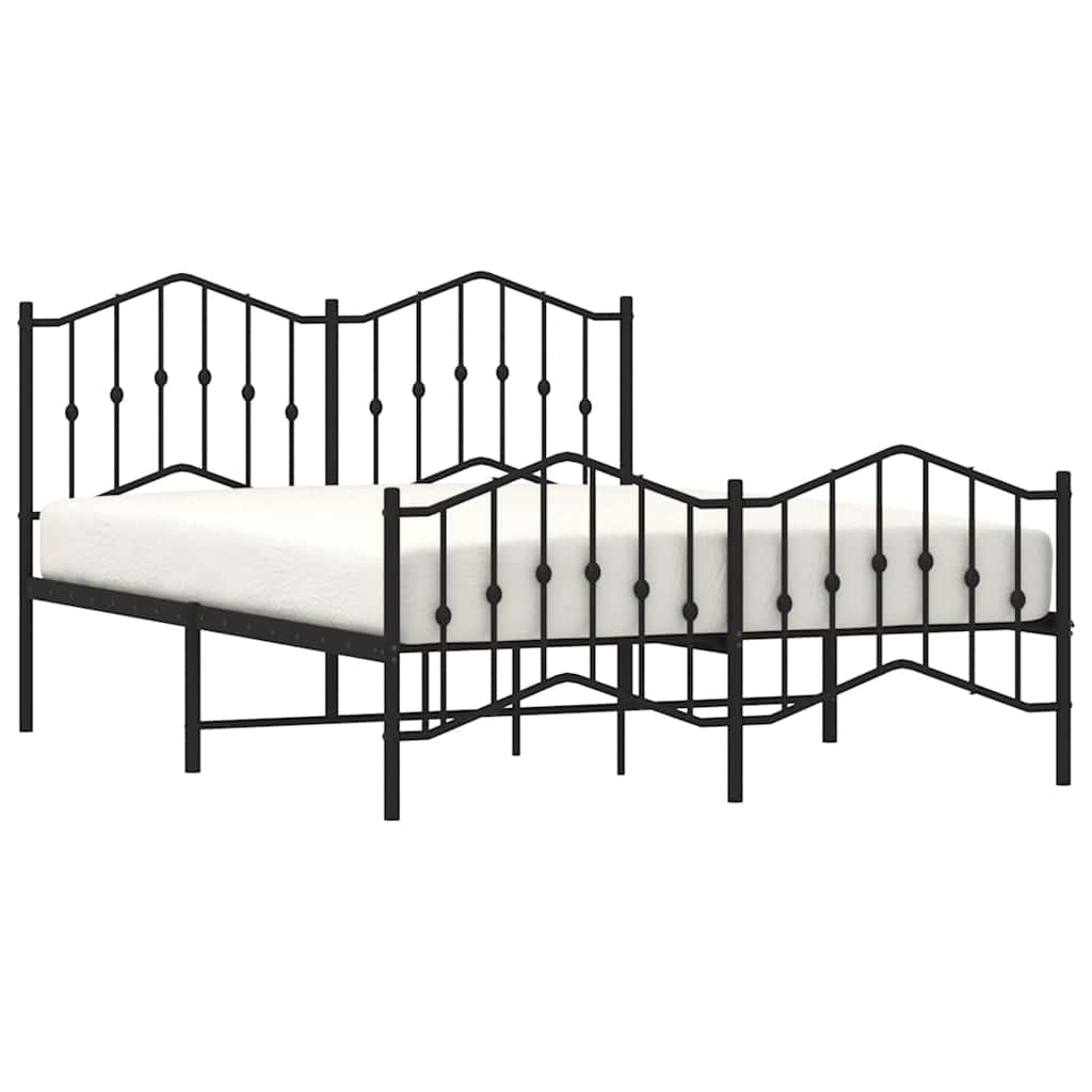 Bed frame with head and footboard metal black 135x190 cm