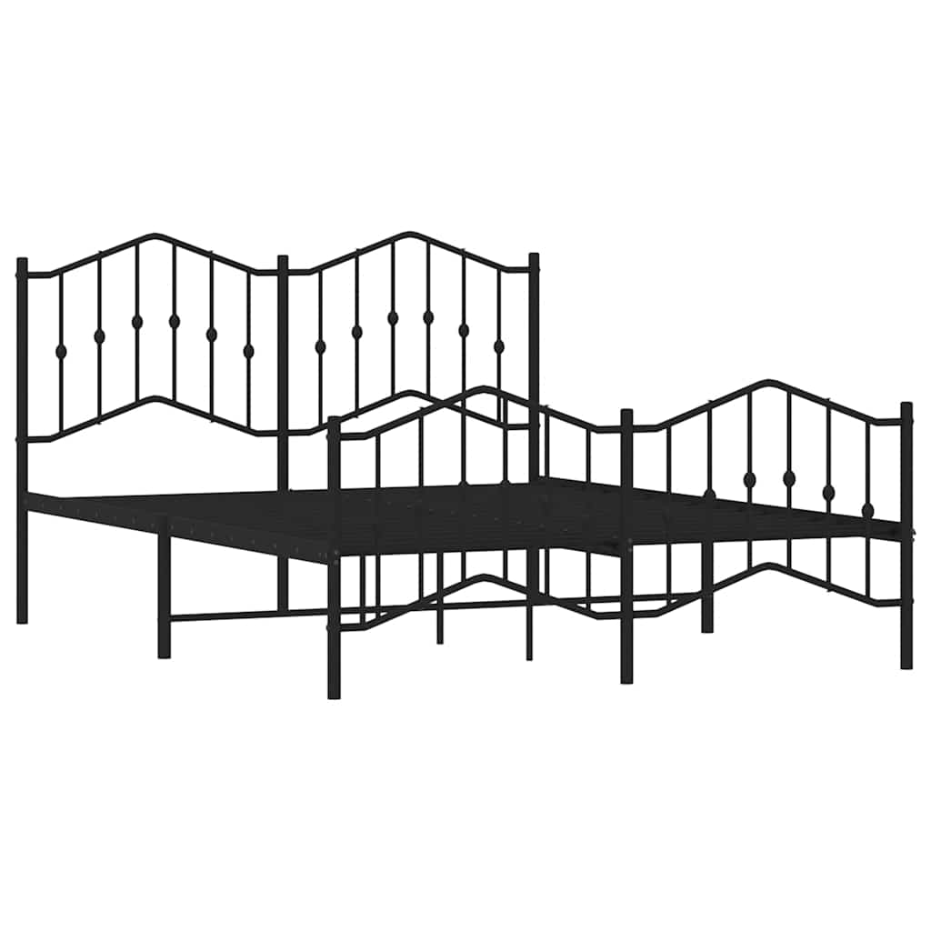 Bed frame with head and footboard metal black 135x190 cm