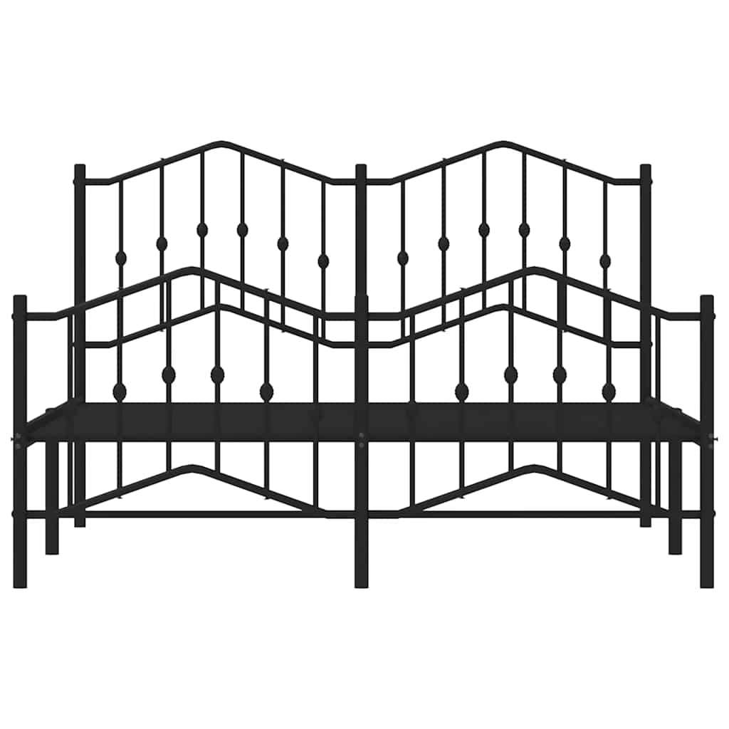 Bed frame with head and footboard metal black 135x190 cm