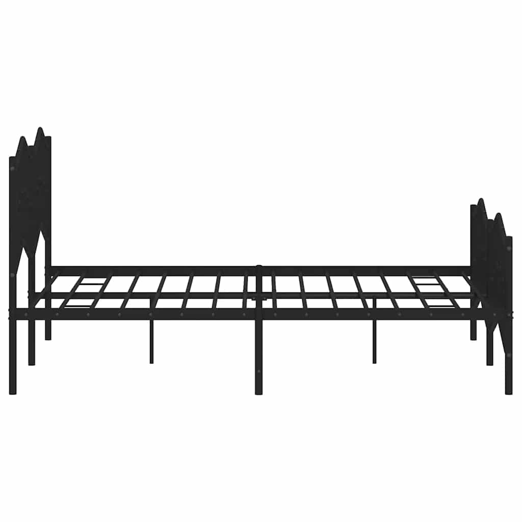 Bed frame with head and footboard metal black 135x190 cm