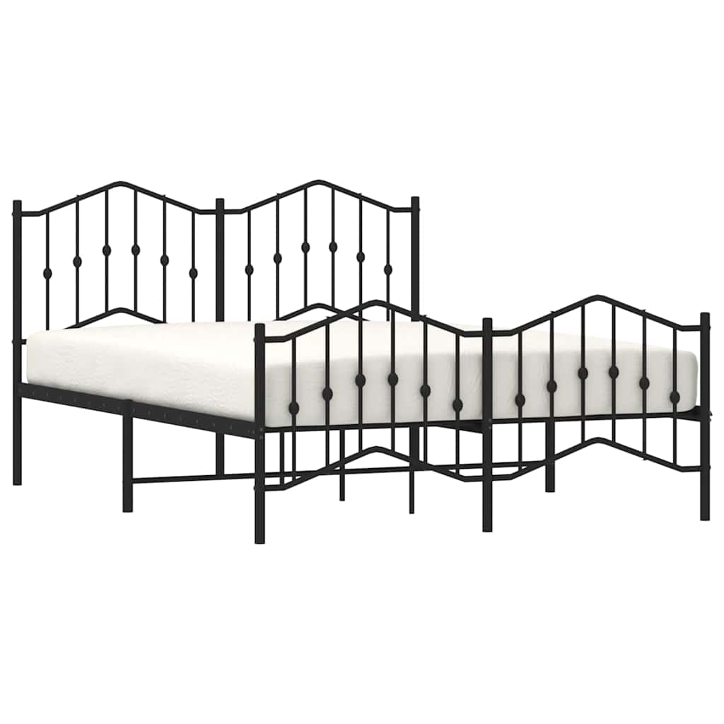 Bed frame with head and footboard metal black 150x200 cm