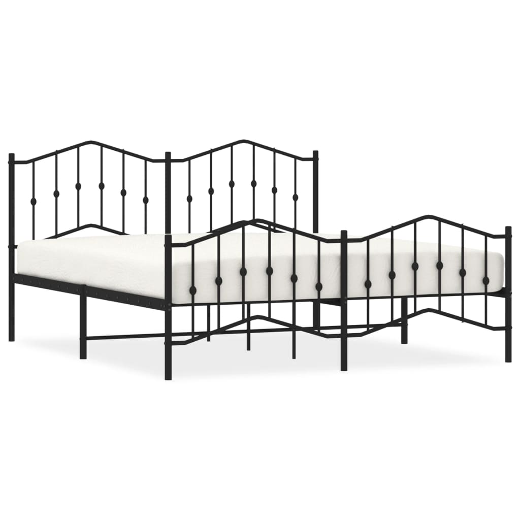 Bed frame with head and footboard metal black 160x200 cm