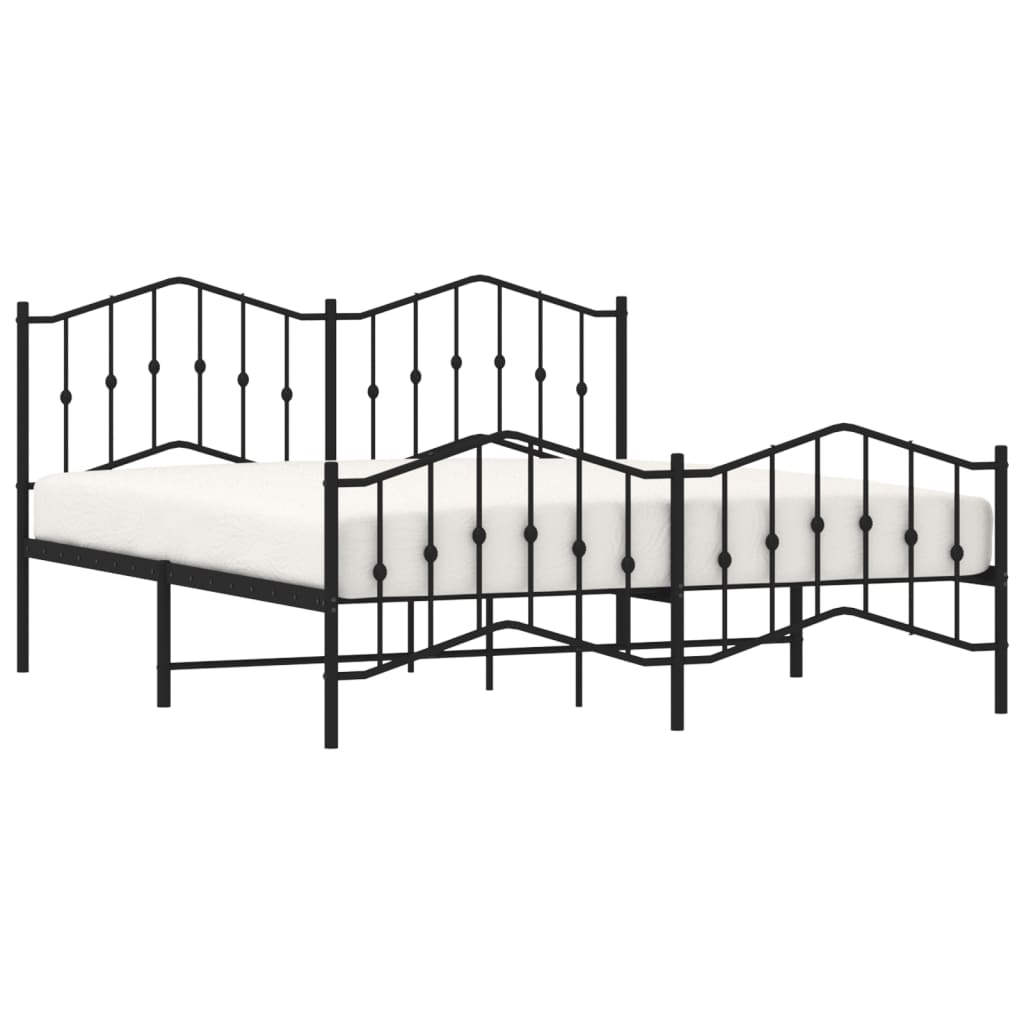 Bed frame with head and footboard metal black 160x200 cm