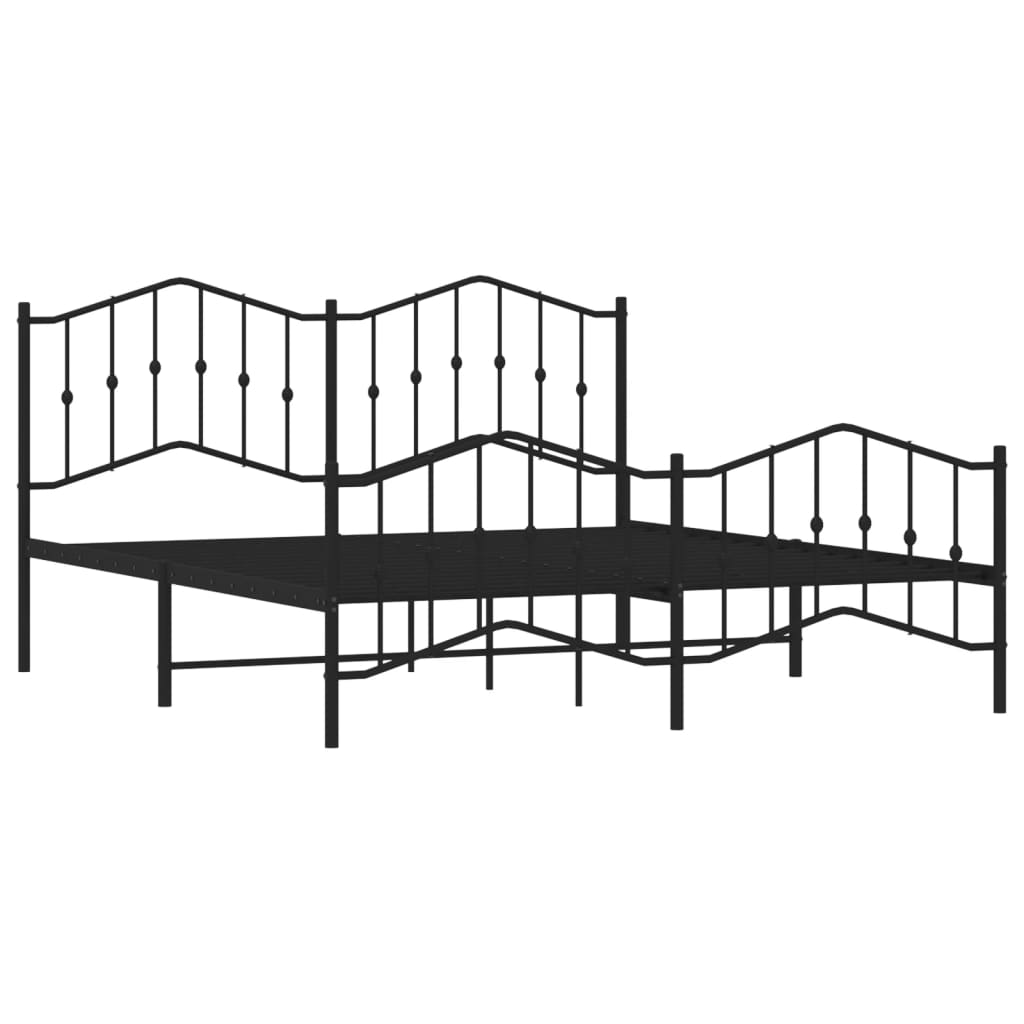 Bed frame with head and footboard metal black 160x200 cm