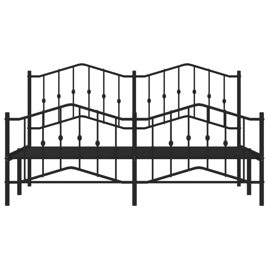 Bed frame with head and footboard metal black 160x200 cm