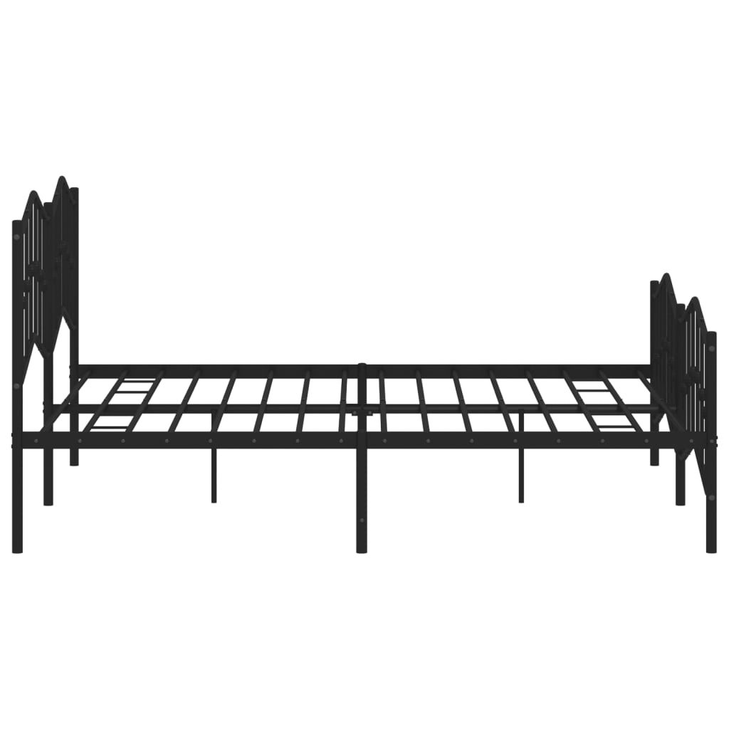 Bed frame with head and footboard metal black 160x200 cm