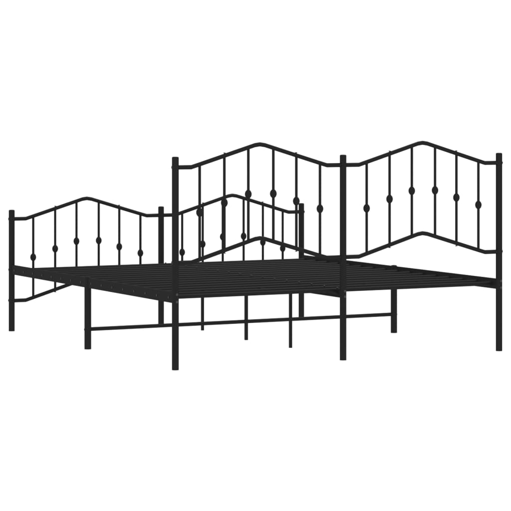 Bed frame with head and footboard metal black 160x200 cm