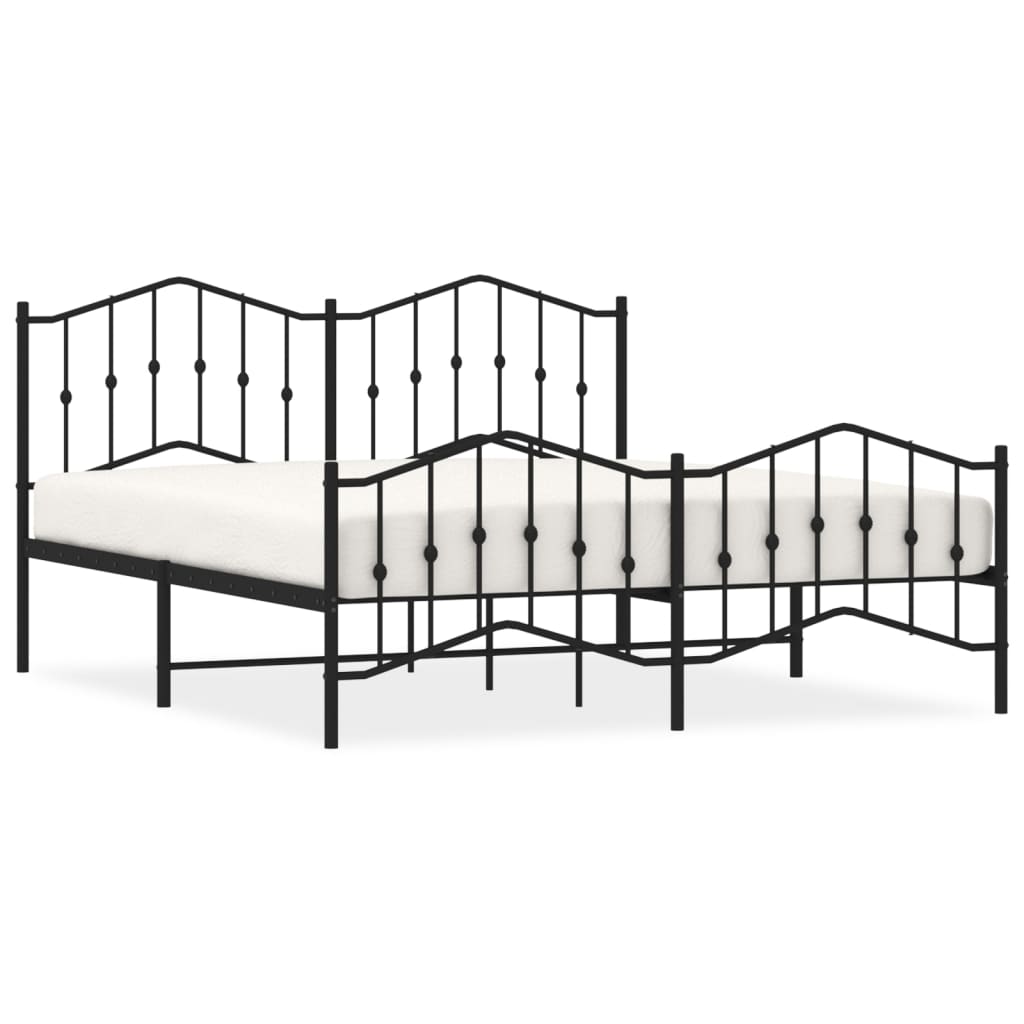 Bed frame with head and footboard metal black 180x200 cm