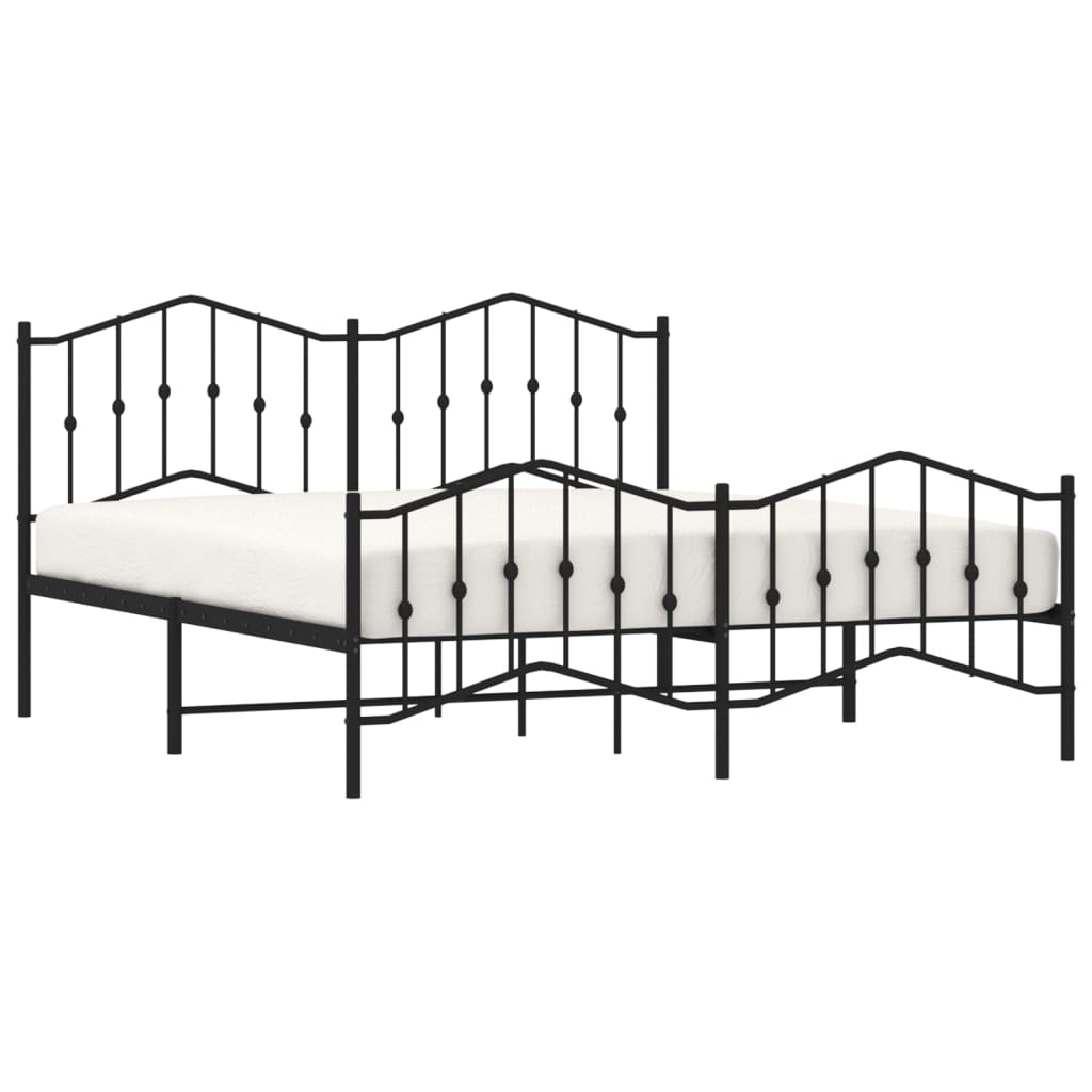 Bed frame with head and footboard metal black 180x200 cm