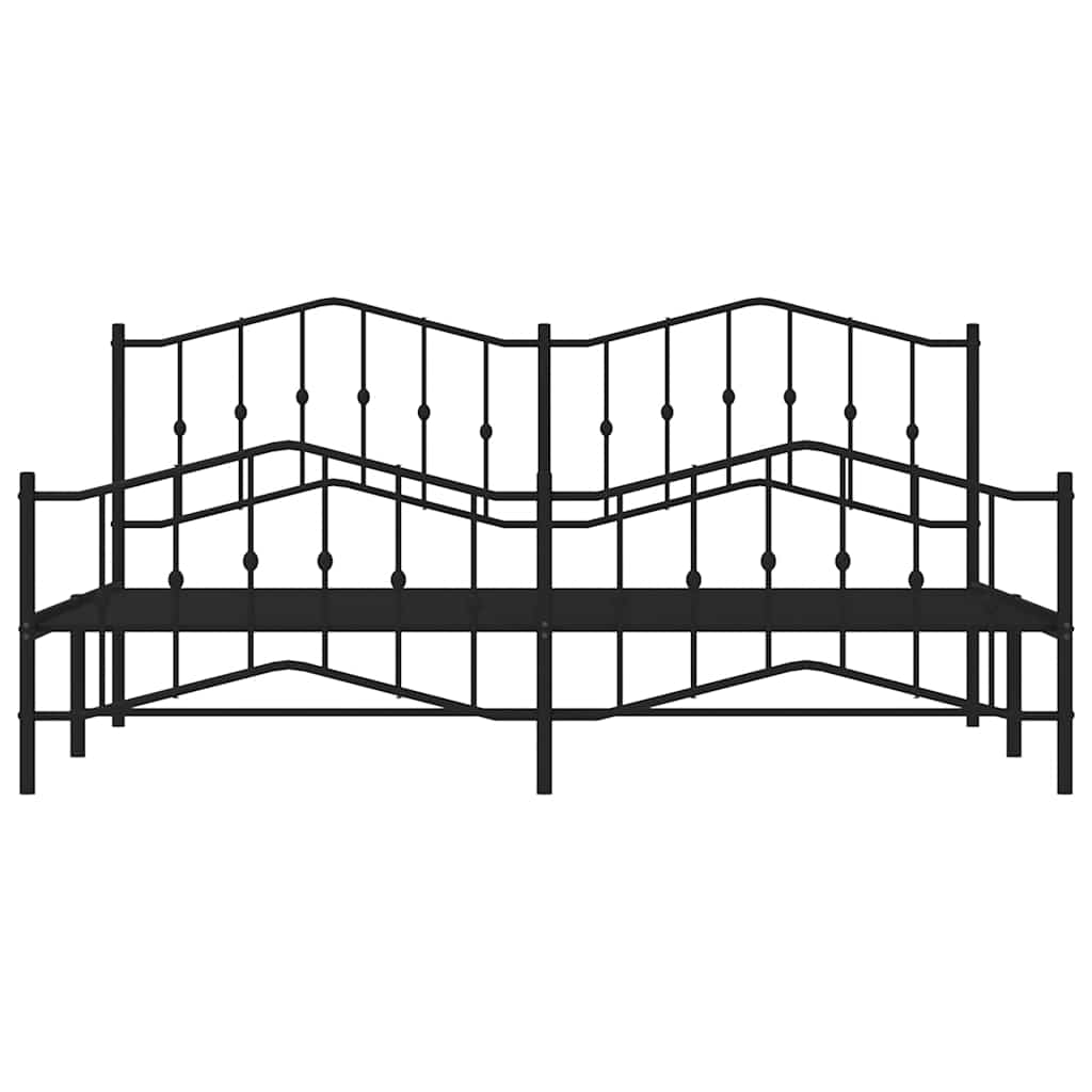 Bed frame with head and footboard metal black 193x203 cm