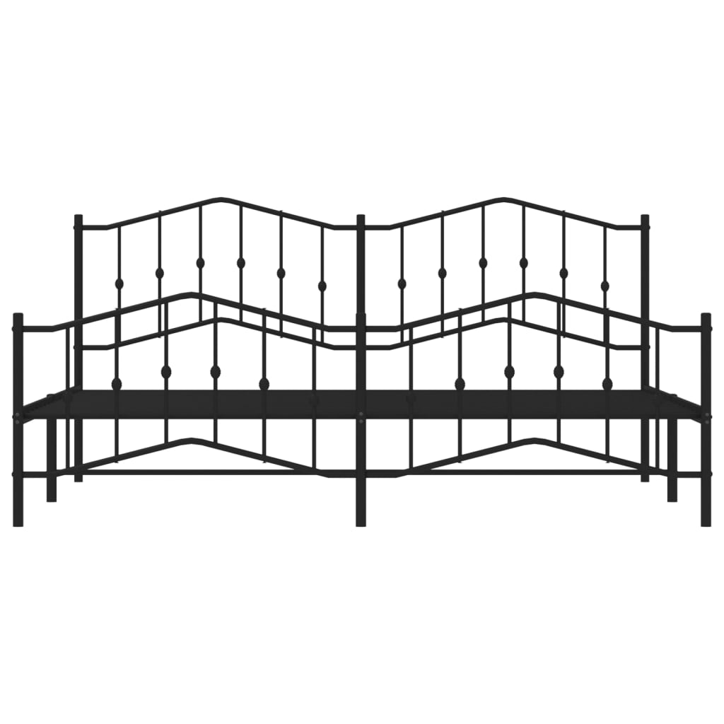 Bed frame with head and footboard metal black 200x200 cm