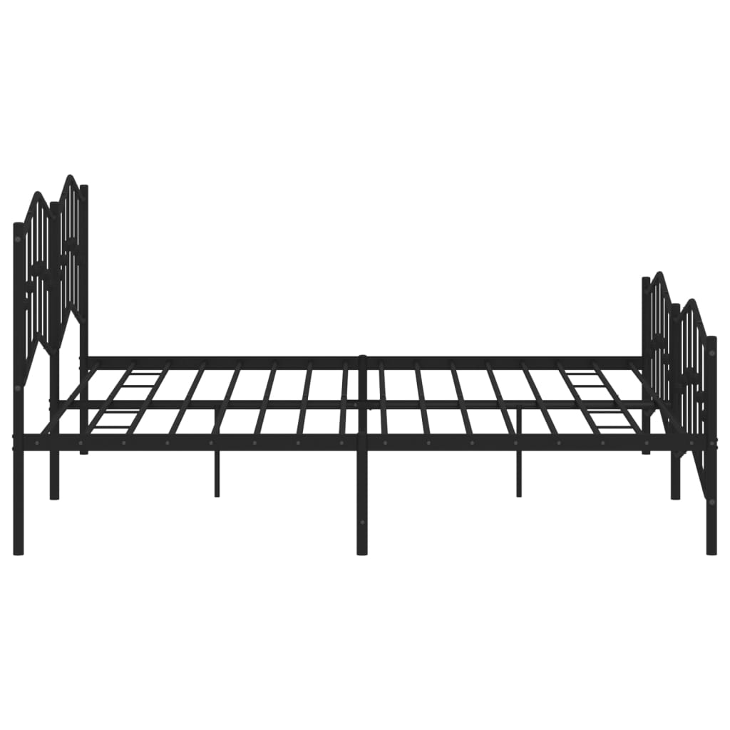 Bed frame with head and footboard metal black 200x200 cm