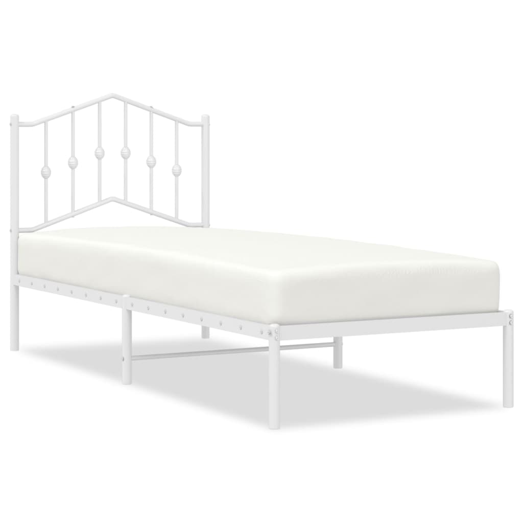 Bed frame with headboard metal white 80x200 cm