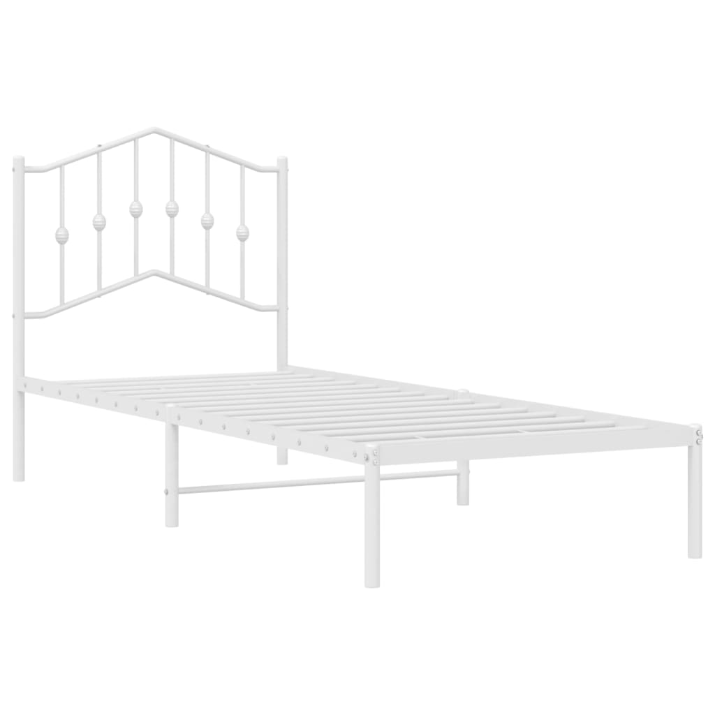 Bed frame with headboard metal white 80x200 cm