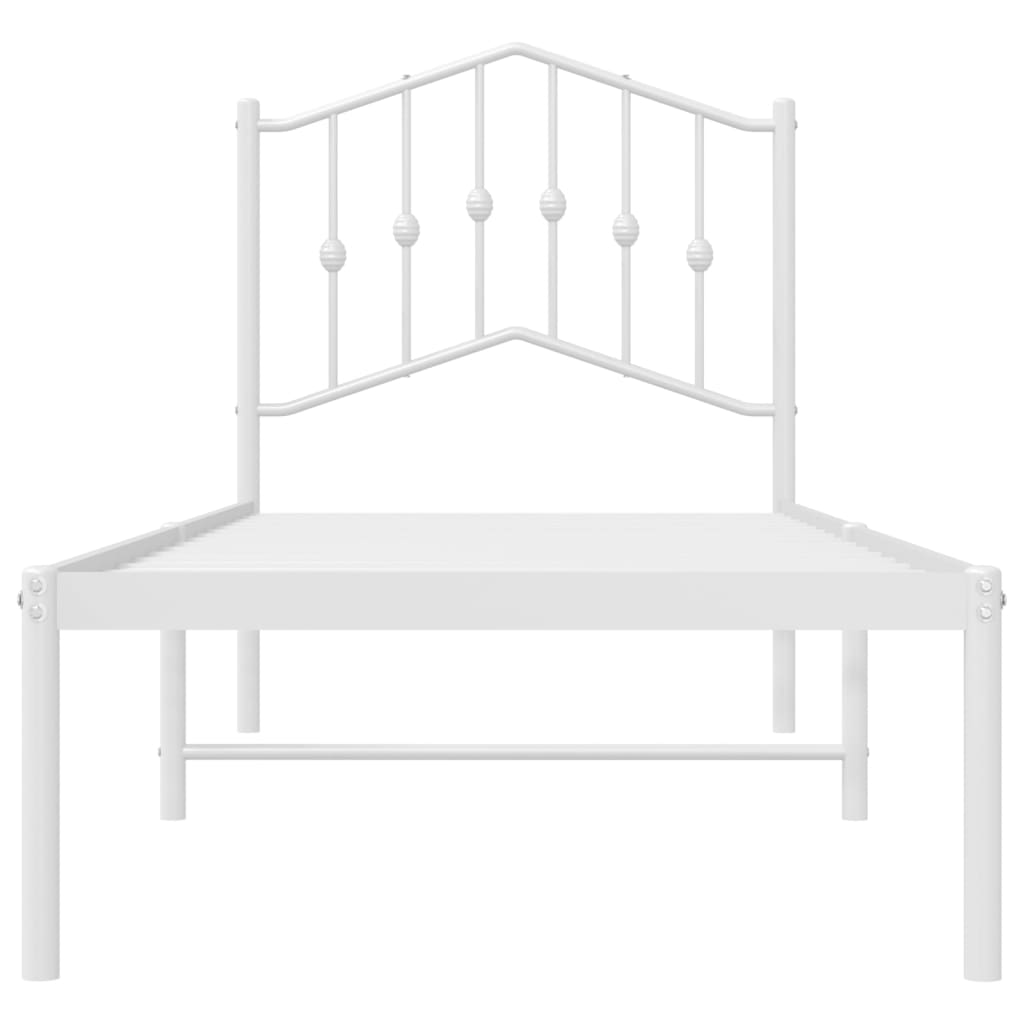 Bed frame with headboard metal white 80x200 cm