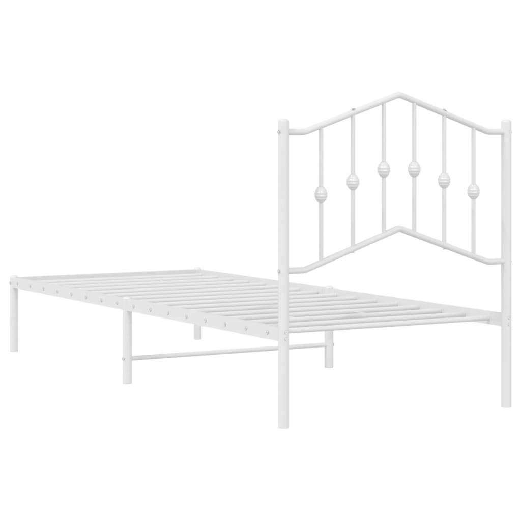 Bed frame with headboard metal white 80x200 cm