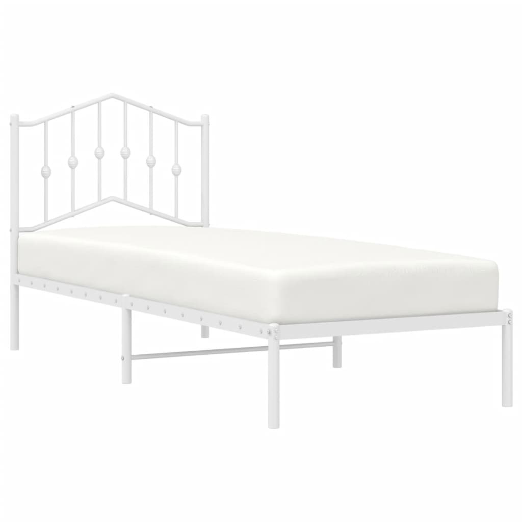 Bed frame with headboard metal white 90x200 cm