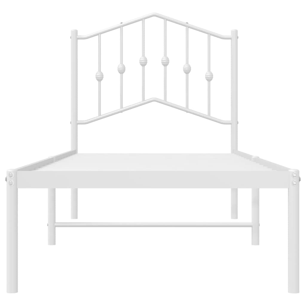 Bed frame with headboard metal white 90x200 cm