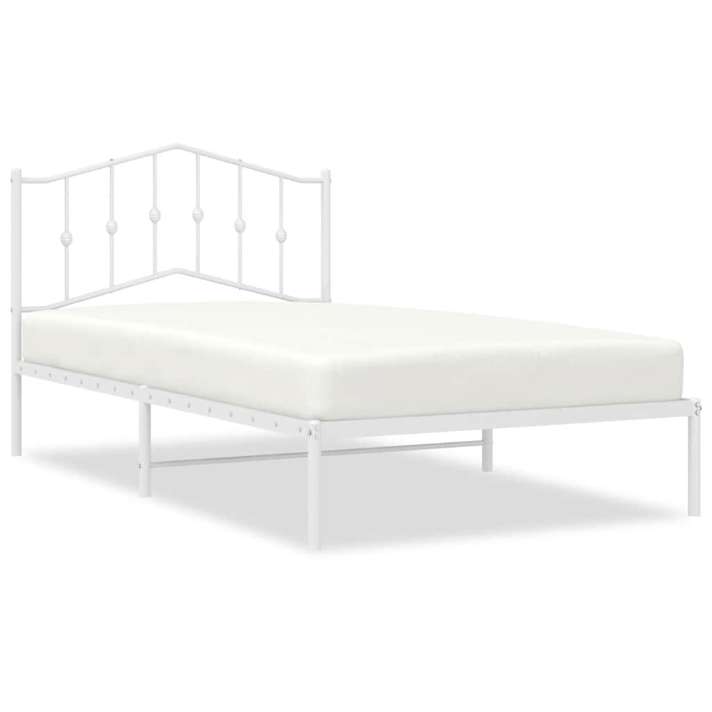 Bed frame with headboard metal white 100x200 cm