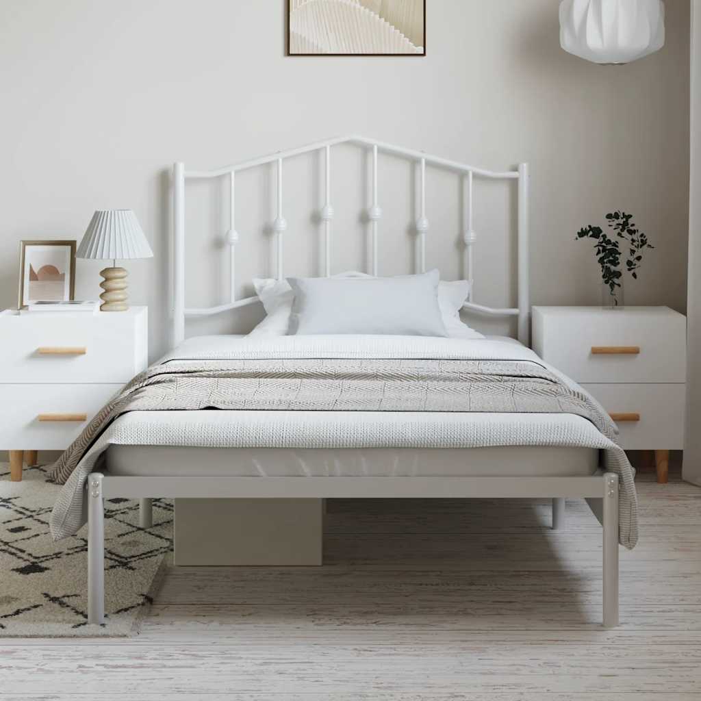 Bed frame with headboard metal white 100x200 cm