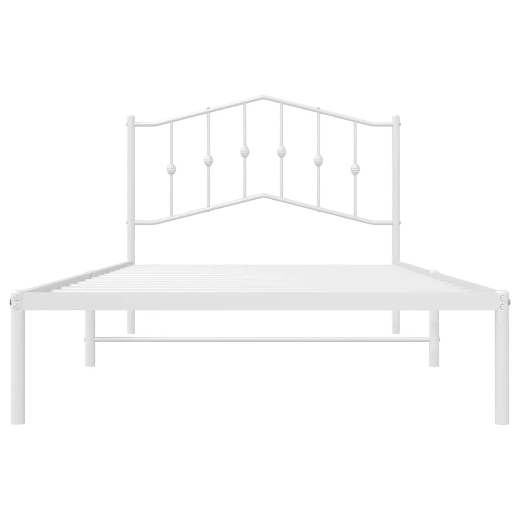 Bed frame with headboard metal white 100x200 cm