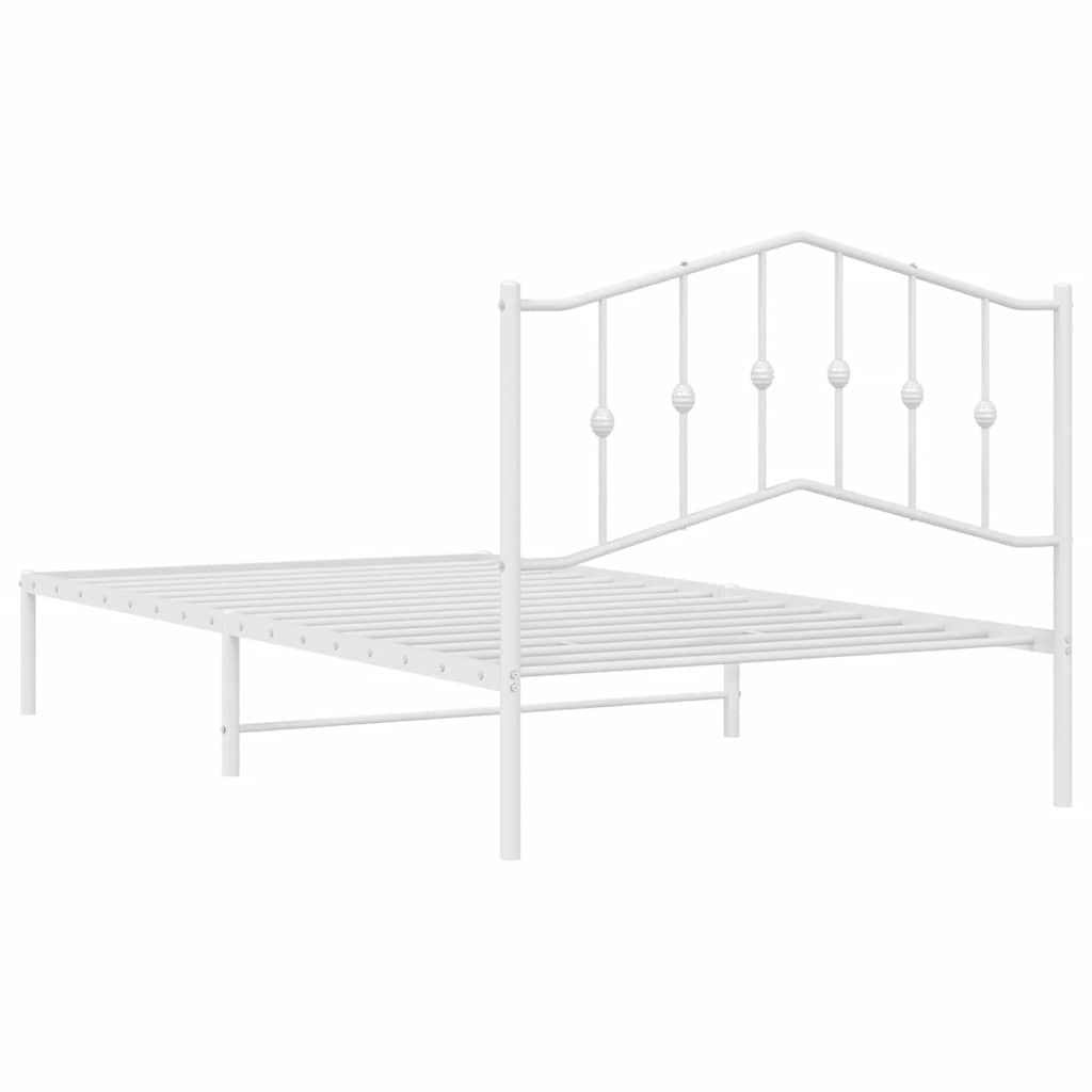 Bed frame with headboard metal white 100x200 cm