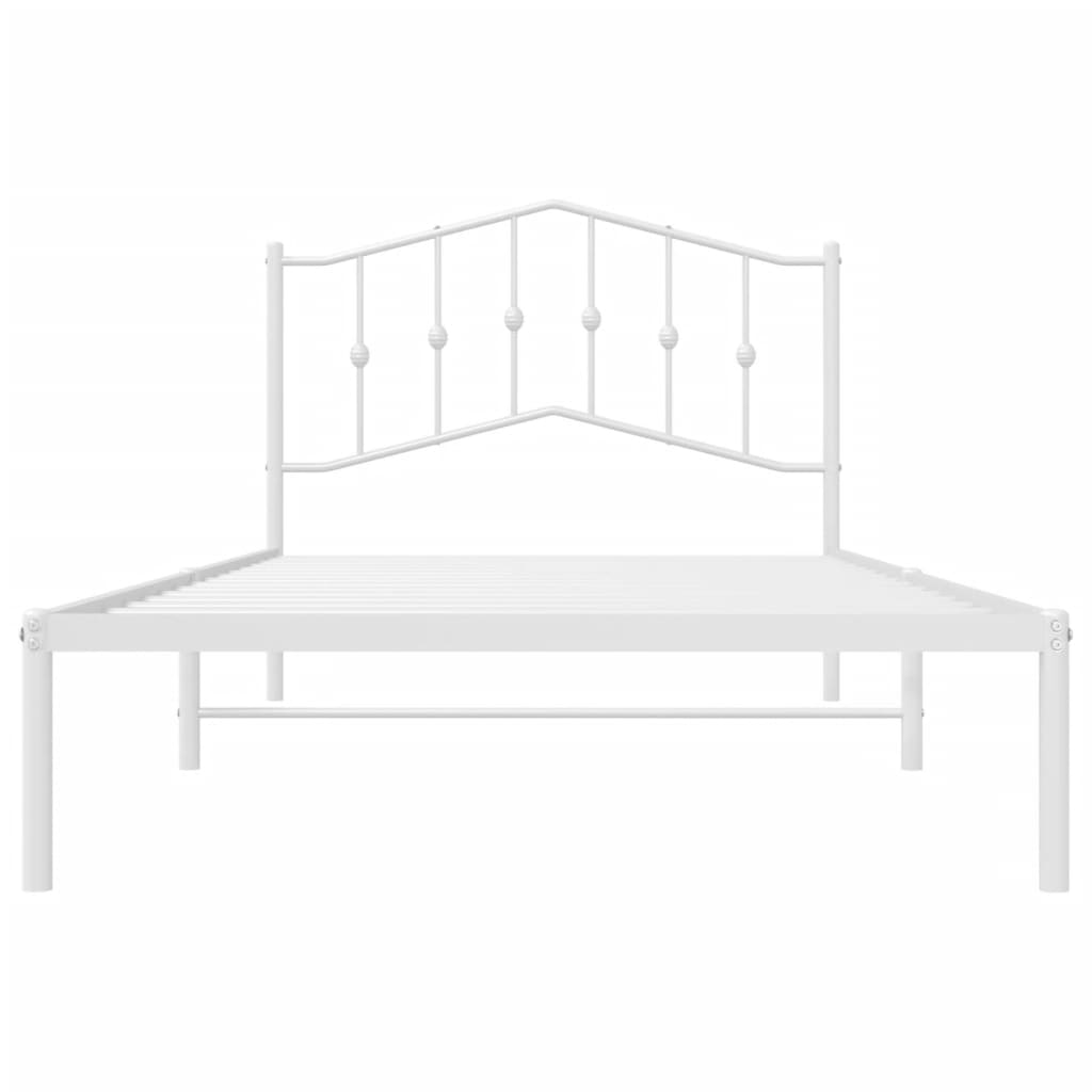 Bed frame with headboard metal white 107x203 cm