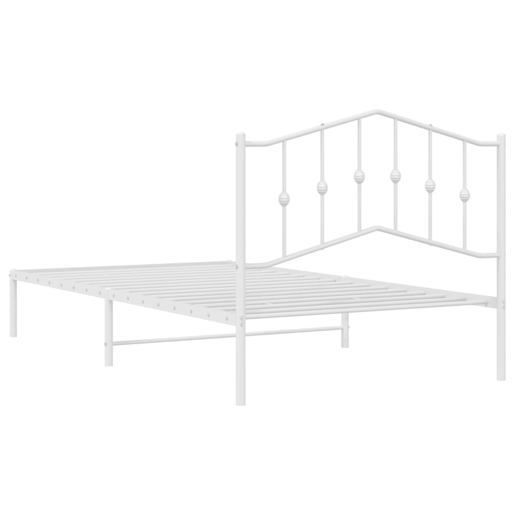 Bed frame with headboard metal white 107x203 cm