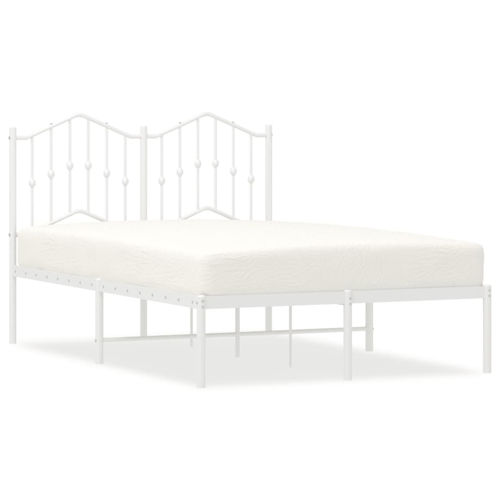 Bed frame with headboard metal white 120x200 cm