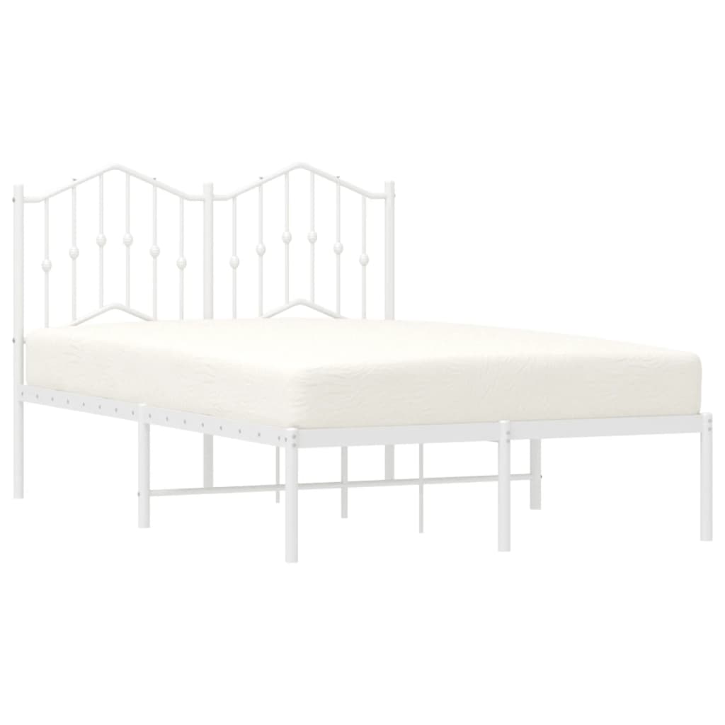 Bed frame with headboard metal white 120x200 cm