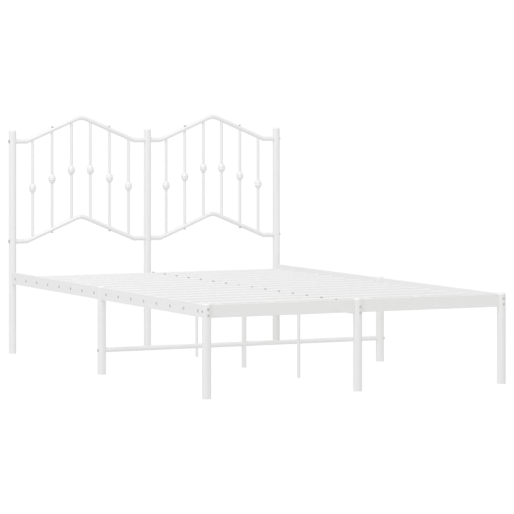 Bed frame with headboard metal white 120x200 cm