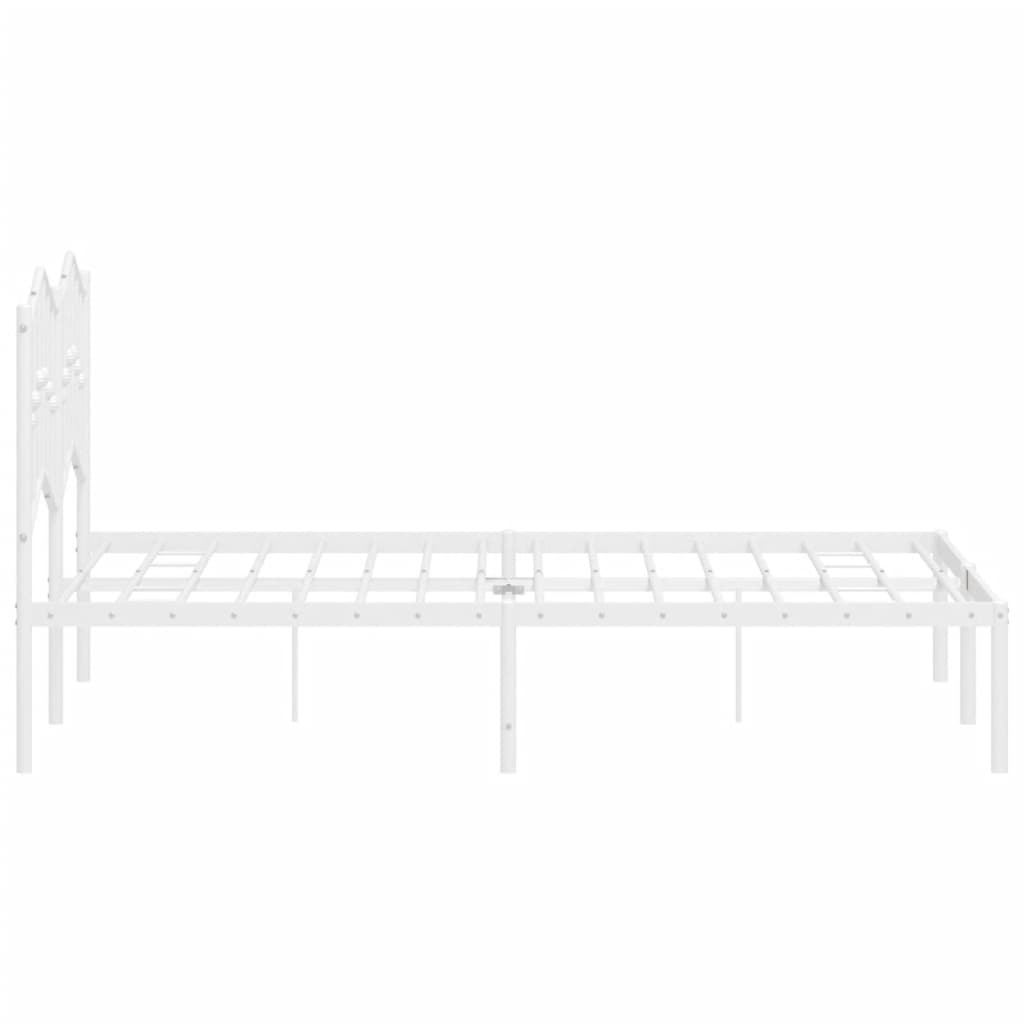 Bed frame with headboard metal white 120x200 cm