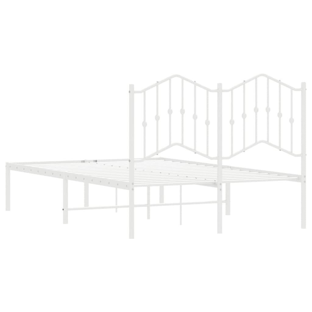 Bed frame with headboard metal white 120x200 cm