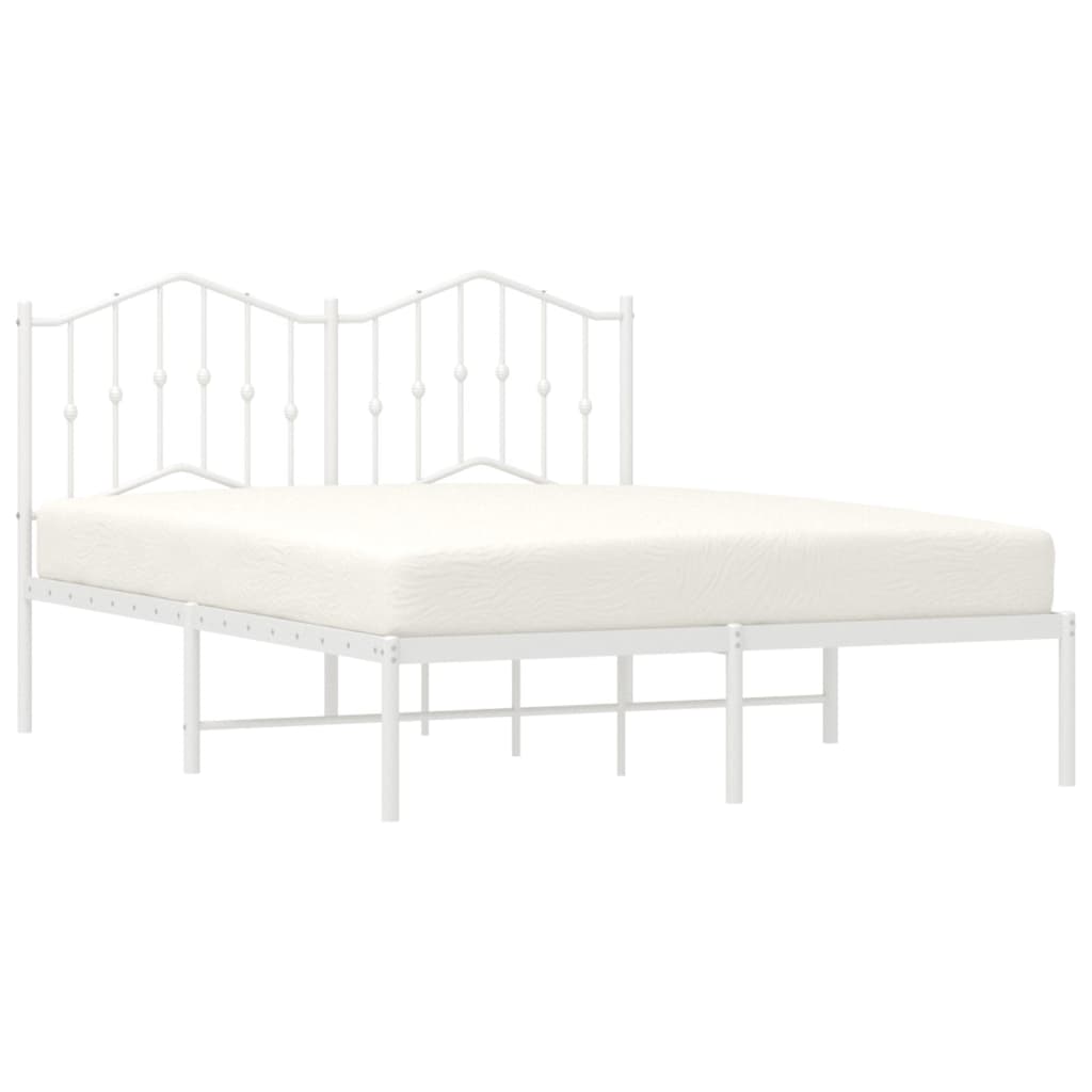 Bed frame with headboard metal white 135x190 cm