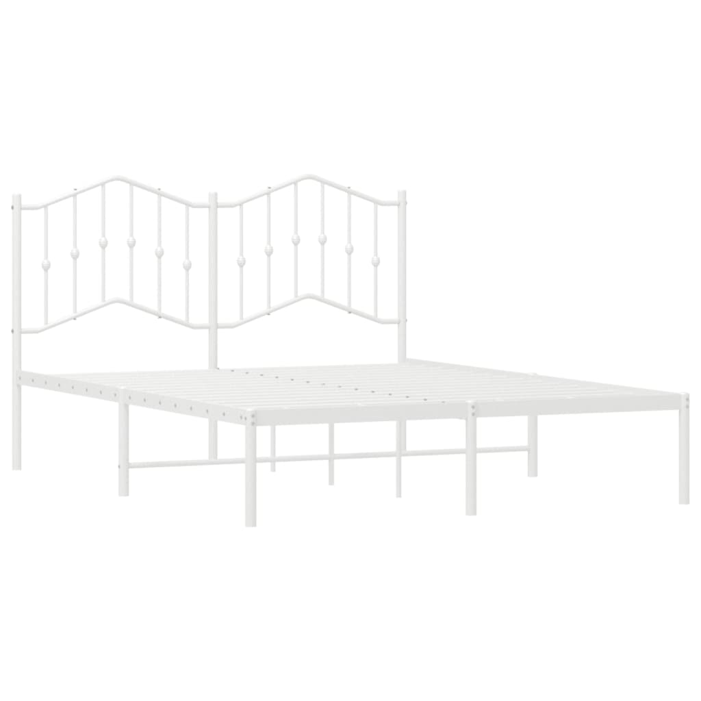 Bed frame with headboard metal white 135x190 cm