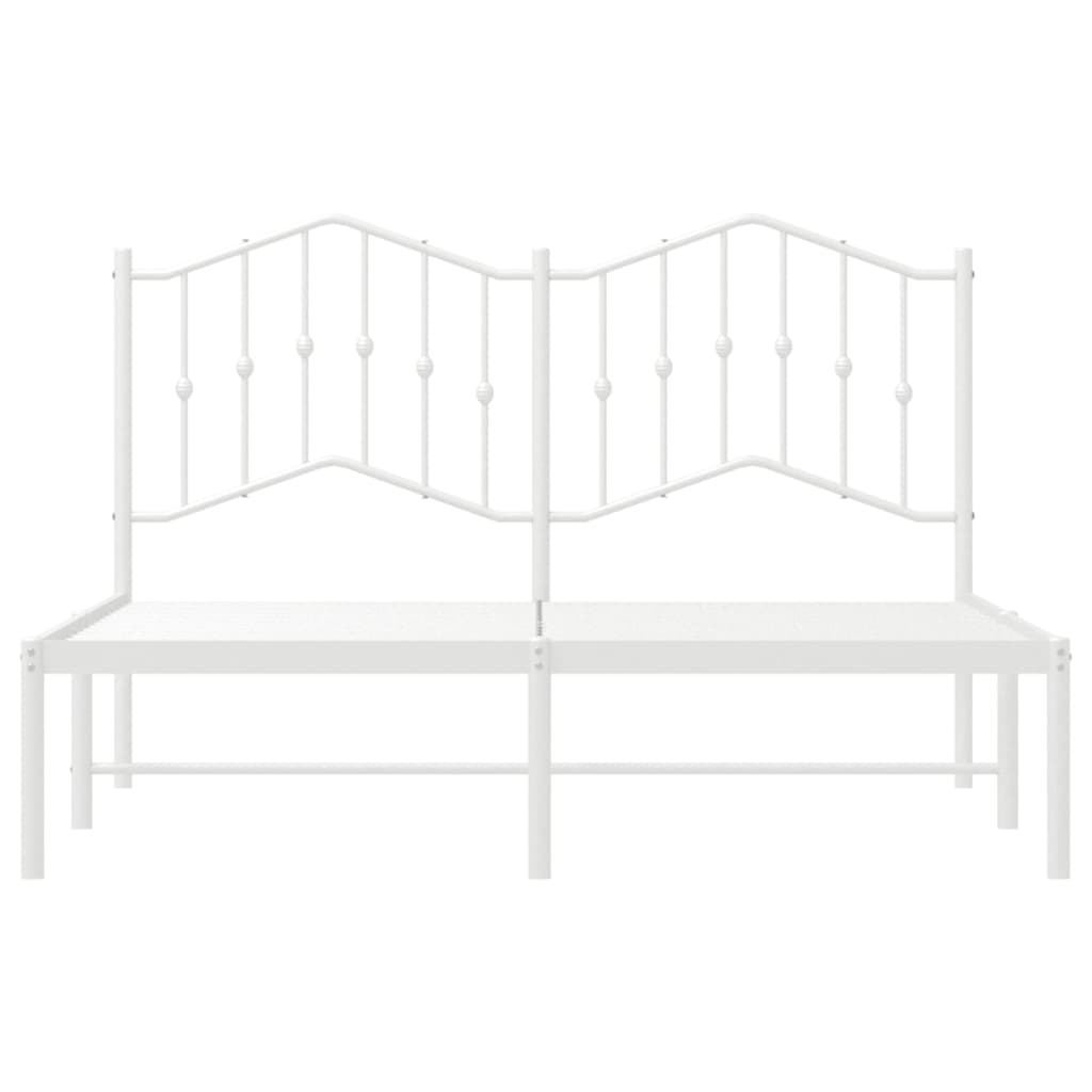 Bed frame with headboard metal white 135x190 cm